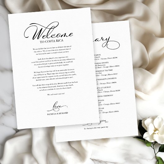 Invitation Mariage Week-end Itinéraire Élégant Script Bienven