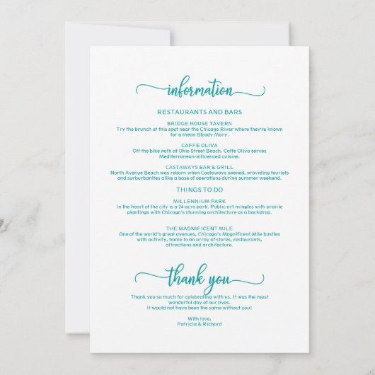 Invitation Mariage Week-end Itinéraire Simple Chic Timeline (Dos)