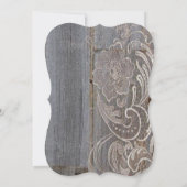 Invitation mariage western campagne bois rustique dentelle (Dos)