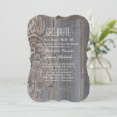 Invitation mariage western campagne bois rustique dentelle (Debout devant)