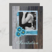 Invitation mariage western country champêtre avec marguerite  (Devant / Derrière)