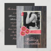 Invitation mariage western country champêtre marguerite (Devant / Derrière)