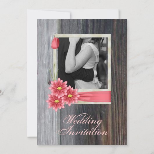 Invitation mariage western country chic avec marguerite rusti (Devant)