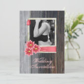 Invitation mariage western country chic avec marguerite rusti (Debout devant)