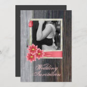 Invitation mariage western country chic avec marguerite rusti (Devant / Derrière)