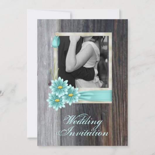 Invitation mariage western country daisy rustique (Devant)