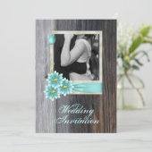 Invitation mariage western country daisy rustique (Debout devant)