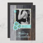 Invitation mariage western country daisy rustique (Devant / Derrière)