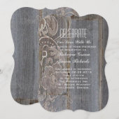 Invitation mariage western country en bois de grange rustique (Devant / Derrière)