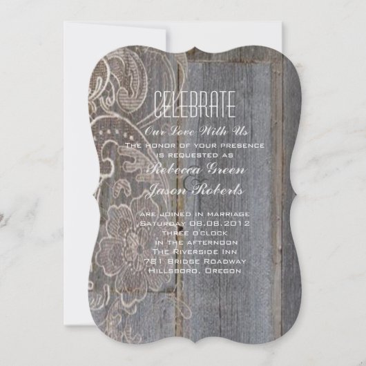 Invitation mariage western country en bois de grange rustique (Devant)