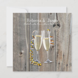 Invitation mariage western country en bois de grange rustique