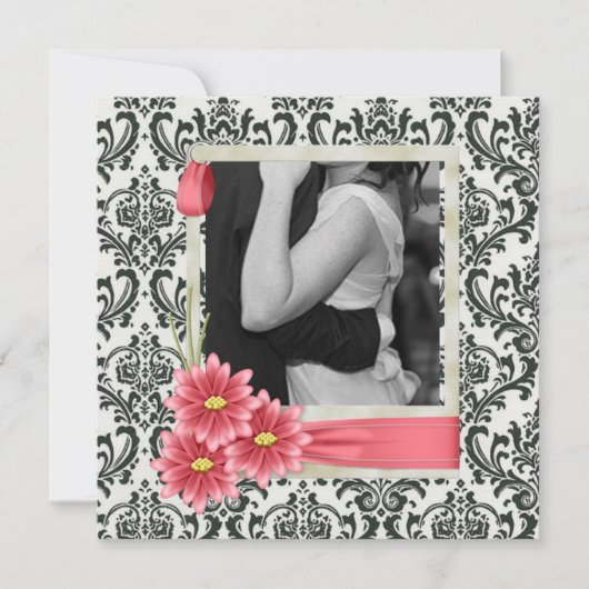 Invitation mariage western country marguerite rustique (Devant)