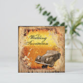 Invitation Mariage western Country rustique antique (Debout devant)