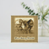 Invitation Mariage western : Coup de foudre : Chevaux, Sepia (Debout devant)