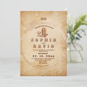 Invitation Mariage Western Cowboy Vintage