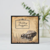Invitation Mariage western de campagne de voiture antique rus (Debout devant)