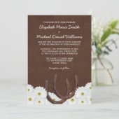 Invitation Mariage Western Horseshoe et Daisies (Debout devant)