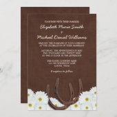 Invitation Mariage Western Horseshoe et Daisies (Devant / Derrière)