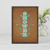Invitation Mariage Western Rustique Brun & Turquoise SHOWER (Debout devant)