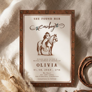 Invitation Mariage western rustique Elle a trouvé sa douche d