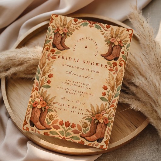 Invitation Mariage Western Rustique pour la Future Mariée en 