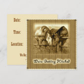 Invitation Mariage western : se marier : chevaux, sépia (Devant / Derrière)