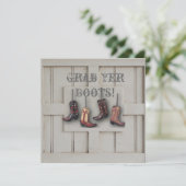 Invitation mariage western vintage country cowboy (Debout devant)