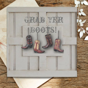 Invitation mariage western vintage country cowboy