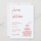 Invitation Mariage Whimsical à rayures rouges (Devant)