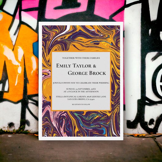 Invitation Mariage Whimsical Abstrait moderne sans couture
