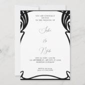 Invitation Mariage Whimsical Art Déco noir et blanc (Devant)
