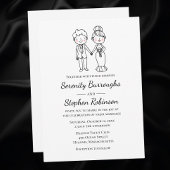 Invitation Mariage Whimsical Black White Bride