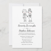 Invitation Mariage Whimsical Black White Bride (Devant)