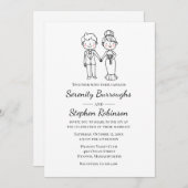 Invitation Mariage Whimsical Black White Bride (Devant / Derrière)