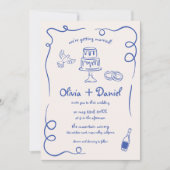 Invitation Mariage Whimsical Bleu-Main (Devant)