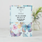 Invitation Mariage Whimsical Blue Butterflies (Debout devant)