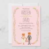 Invitation Mariage Whimsical Forest Cats (Blush) (Devant)