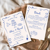 Invitation Mariage Whimsical Hand Drake Navy Blue Détails
