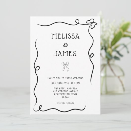 Invitation Mariage Whimsical Main Draw (Debout devant)