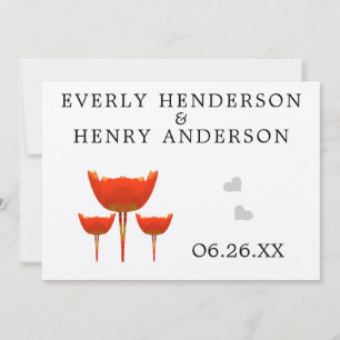 Invitation Mariage Whimsical Orange Poppy Enregistrer la date