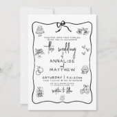 Invitation Mariage Whimsical Quirky tiré à la main (Devant)