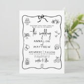 Invitation Mariage Whimsical Quirky tiré à la main (Debout devant)