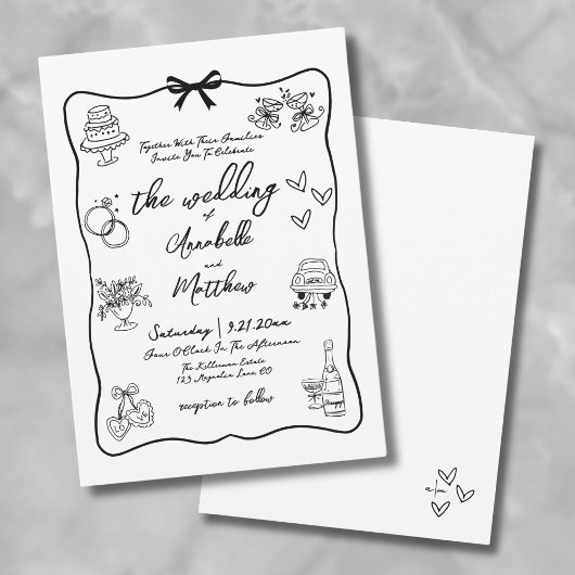 Invitation Mariage Whimsical tiré à la main