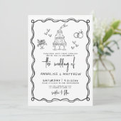 Invitation Mariage Whimsical tiré main (Debout devant)