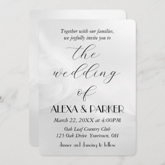 Invitation Mariage White Abstract Design (Devant / Derrière)