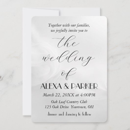 Invitation Mariage White Abstract Design (Devant)