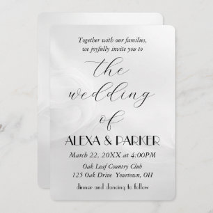 Invitation Mariage White Abstract Design