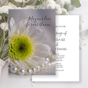 Invitation Mariage White Daisy et Pearls