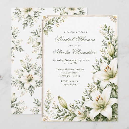 Invitation Mariage White Lily (Devant / Derrière)