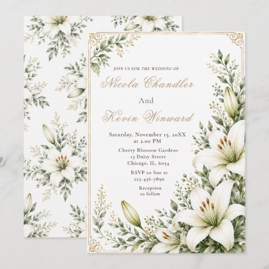 Invitation Mariage White Lily (Devant / Derrière)